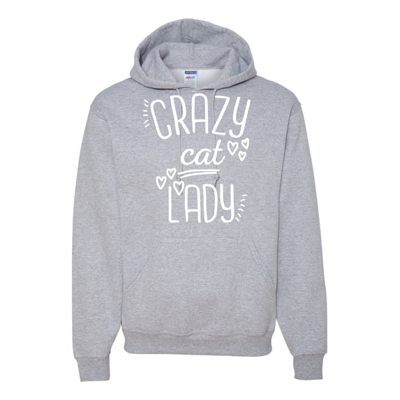 Wild Bobby, That Crazy Cat Lady, Pop Culture, Unisex Graphic Hoodie Sweatshirt, Heather Grey, Medium