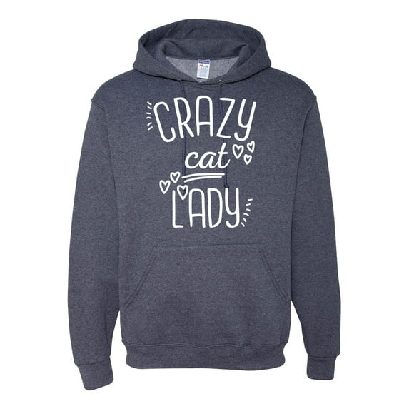 Wild Bobby, That Crazy Cat Lady, Pop Culture, Unisex Graphic Hoodie Sweatshirt, Vintage Heather Navy, X-Large
