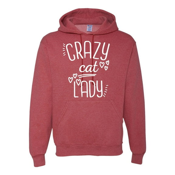 Wild Bobby, That Crazy Cat Lady, Pop Culture, Unisex Graphic Hoodie Sweatshirt, Vintage Heather Red, X-Large