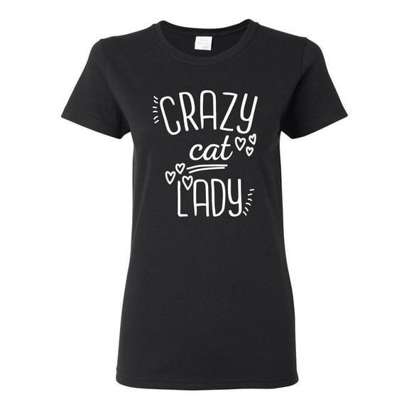 Wild Bobby, That Crazy Cat Lady, Pop Culture, Womens Graphic Tees, Black, Small