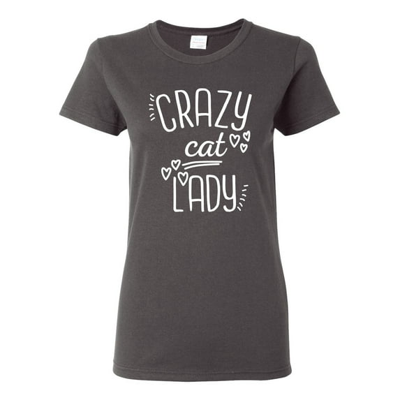 Wild Bobby, That Crazy Cat Lady, Pop Culture, Womens Graphic Tees, Charcoal, X-Large