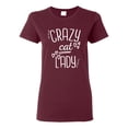 thumbnail image 1 of Wild Bobby, That Crazy Cat Lady, Pop Culture, Womens Graphic Tees, Maroon, Large, 1 of 3