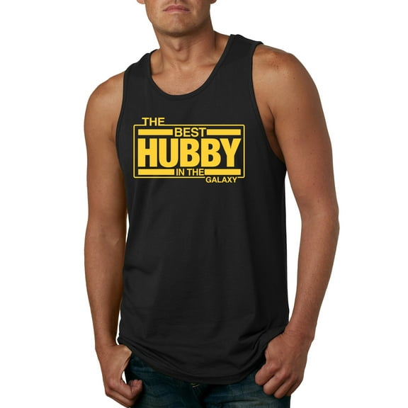 Wild Bobby,The Best Hubby in The Galaxy, Father's Day, Men Graphic Tank Top, Black, Small