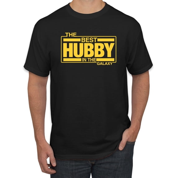 Wild Bobby,The Best Hubby in The Galaxy, Father's Day, Men Graphic Tees, Black, Small