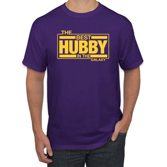 Wild Bobby,The Best Hubby in The Galaxy, Father's Day, Men Graphic Tees, Purple, 3XL