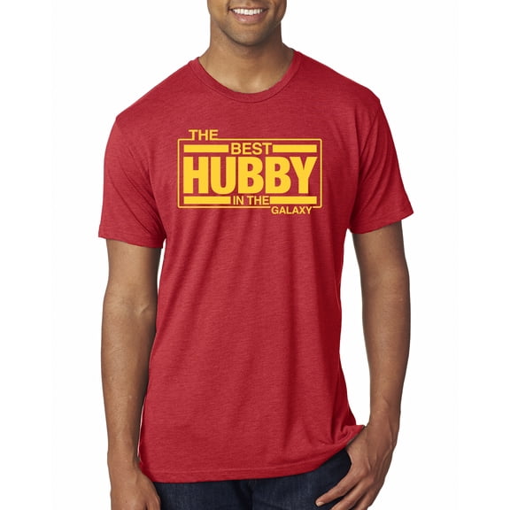 Wild Bobby,The Best Hubby in The Galaxy, Father's Day, Men Premium Tri Blend Tees, Vintage Red, Medium