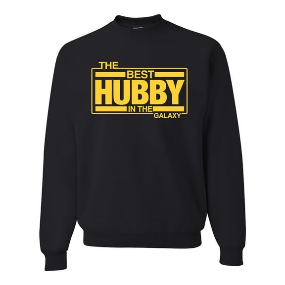 Wild Bobby,The Best Hubby in The Galaxy, Father's Day, Unisex Crewneck Graphic Sweatshirt, Black, Small