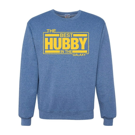Wild Bobby,The Best Hubby in The Galaxy, Father's Day, Unisex Crewneck Graphic Sweatshirt, Vintage Heather Blue, Medium