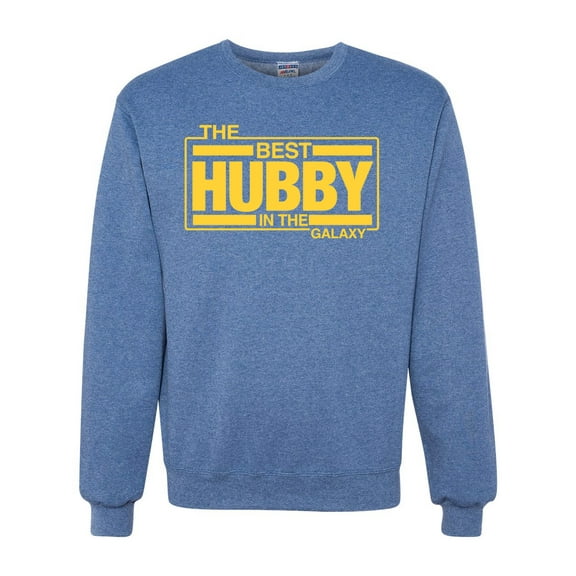 Wild Bobby,The Best Hubby in The Galaxy, Father's Day, Unisex Crewneck Graphic Sweatshirt, Vintage Heather Blue, X-Large
