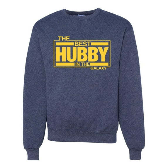 Wild Bobby,The Best Hubby in The Galaxy, Father's Day, Unisex Crewneck Graphic Sweatshirt, Vintage Heather Navy, Medium
