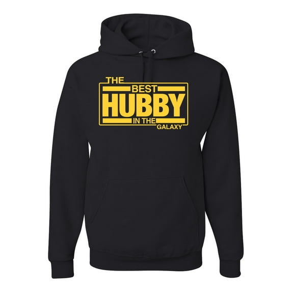 Wild Bobby,The Best Hubby in The Galaxy, Father's Day, Unisex Graphic Hoodie Sweatshirt, Black, Small