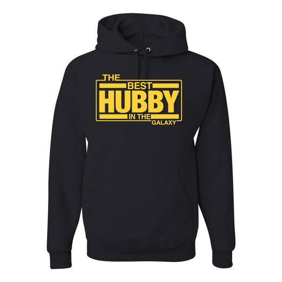 Wild Bobby,The Best Hubby in The Galaxy, Father's Day, Unisex Graphic Hoodie Sweatshirt, Black, X-Large