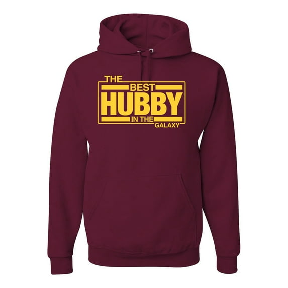 Wild Bobby,The Best Hubby in The Galaxy, Father's Day, Unisex Graphic Hoodie Sweatshirt, Maroon, 2XL