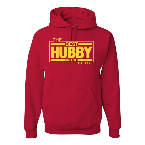 Wild Bobby,The Best Hubby in The Galaxy, Father's Day, Unisex Graphic Hoodie Sweatshirt, Red, X-Large