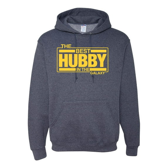 Wild Bobby,The Best Hubby in The Galaxy, Father's Day, Unisex Graphic Hoodie Sweatshirt, Vintage Heather Navy, 2XL
