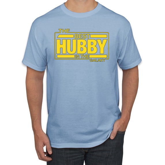 Wild Bobby, The Best Hubby in the Galaxy | Mens Father's Day Graphic T-Shirt, Light Blue, X-Large