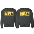 thumbnail image 1 of Wild Bobby, The Best Hubby in the Galaxy The Best Wifey in the Universe, Matching Couples Crewneck Sweater, Heather Black, Mens S-Womens XL, 1 of 1