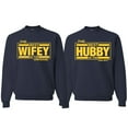 thumbnail image 1 of Wild Bobby, The Best Hubby in the Galaxy The Best Wifey in the Universe, Matching Couples Crewneck Sweater, Navy, Mens L-Womens 2XL, 1 of 3