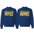 thumbnail image 1 of Wild Bobby, The Best Hubby in the Galaxy The Best Wifey in the Universe, Matching Couples Crewneck Sweater, Royal, Mens L-Womens M, 1 of 1