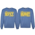 thumbnail image 1 of Wild Bobby, The Best Hubby in the Galaxy The Best Wifey in the Universe, Matching Couples Crewneck Sweater, Vintage Heather Blue, Mens XL-Womens S, 1 of 1