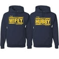 thumbnail image 1 of Wild Bobby, The Best Hubby in the Galaxy The Best Wifey in the Universe, Matching Couples Hoodie, Navy, Mens L-Womens XL, 1 of 3