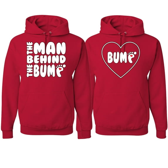 Wild Bobby, The Man Behind Shirt His and Hers Matching Couples Hoodie, Red, Mens S-Womens 2XL