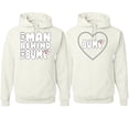thumbnail image 1 of Wild Bobby, The Man Behind Shirt His and Hers Matching Couples Hoodie, White, Mens M-Womens S, 1 of 3