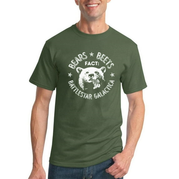 Wild Bobby, The Office Beets Culture Men's Graphic T-Shirt, Military Green, 5XL