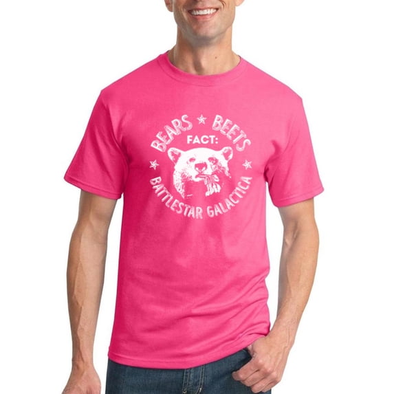 Wild Bobby, The Office Beets Culture Men's Graphic T-Shirt, Neon Pink, 4XL