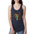 thumbnail image 1 of Wild Bobby The Power of Unity Colorful Fist Puff Print Fashion Ladies Racerback Tank Top, Navy, Small, 1 of 6