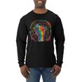 thumbnail image 1 of Wild Bobby The Power of Unity Colorful Fist Puff Print Fashion Mens Long Sleeve Shirt, Black, Small, 1 of 6