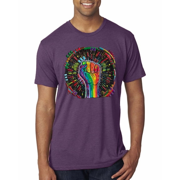 Wild Bobby The Power of Unity Colorful Fist Puff Print Fashion Mens Premium Tri Blend Tee, Vintage Purple, Large