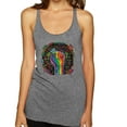 thumbnail image 1 of Wild Bobby The Power of Unity Colorful Fist Puff Print Fashion Tri-Blend Racerback Tank Top, Premium Heather, Small, 1 of 6