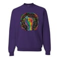 thumbnail image 1 of Wild Bobby The Power of Unity Colorful Fist Puff Print Fashion Unisex Crewneck Sweatshirt, Purple, X-Large, 1 of 6