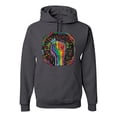 thumbnail image 1 of Wild Bobby The Power of Unity Colorful Fist Puff Print Fashion Unisex Hoodie Sweatshirt, Charcoal, Small, 1 of 6