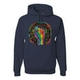 thumbnail image 1 of Wild Bobby The Power of Unity Colorful Fist Puff Print Fashion Unisex Hoodie Sweatshirt, Navy, X-Large, 1 of 6