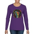 thumbnail image 1 of Wild Bobby The Power of Unity Colorful Fist Puff Print Fashion Womens Graphic Long Sleeve Tee, Purple, Large, 1 of 6