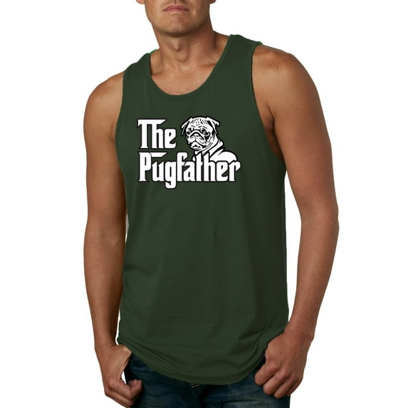 Wild Bobby,The Pugfather Funny Godfather Movie Logo Pug Parody, Father's Day, Men Graphic Tank Top, Forest Green, X-Large