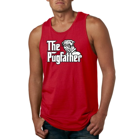 Wild Bobby,The Pugfather Funny Godfather Movie Logo Pug Parody, Father's Day, Men Graphic Tank Top, Red, Small