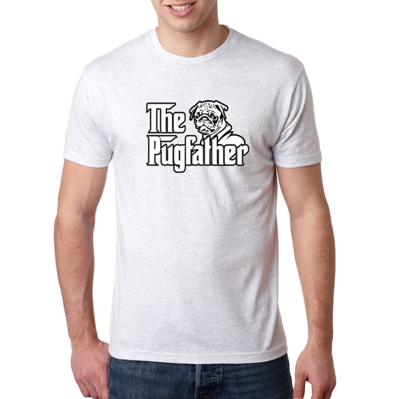 Wild Bobby,The Pugfather Funny Godfather Movie Logo Pug Parody, Father's Day, Men Premium Tri Blend Tees, Heather White, Large