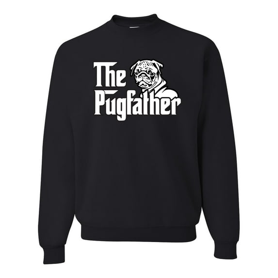 Wild Bobby,The Pugfather Funny Godfather Movie Logo Pug Parody, Father's Day, Unisex Crewneck Graphic Sweatshirt, Black, 4XL