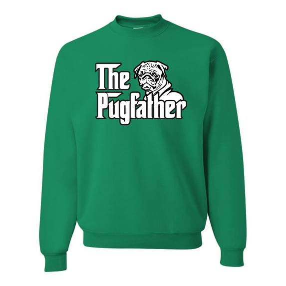 Wild Bobby,The Pugfather Funny Godfather Movie Logo Pug Parody, Father's Day, Unisex Crewneck Graphic Sweatshirt, Kelly, Large