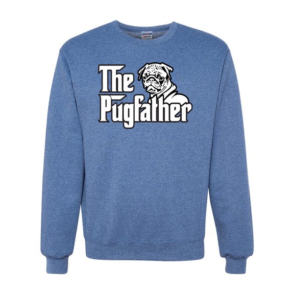 Wild Bobby,The Pugfather Funny Godfather Movie Logo Pug Parody, Father's Day, Unisex Crewneck Graphic Sweatshirt, Vintage Heather Blue, Large