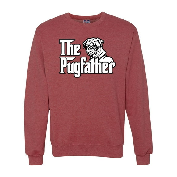 Wild Bobby,The Pugfather Funny Godfather Movie Logo Pug Parody, Father's Day, Unisex Crewneck Graphic Sweatshirt, Vintage Heather Red, 2XL