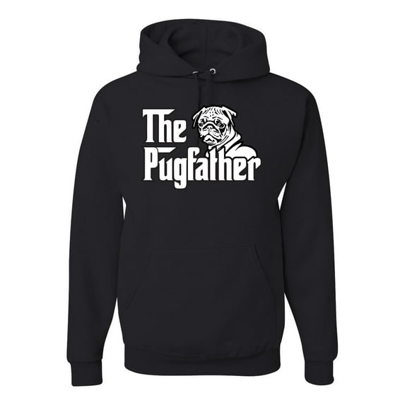 Wild Bobby,The Pugfather Funny Godfather Movie Logo Pug Parody, Father's Day, Unisex Graphic Hoodie Sweatshirt, Black, Medium