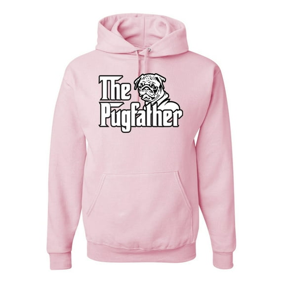 Wild Bobby, The Pugfather Funny Godfather Movie Logo Pug Parody, Father's Day, Unisex Graphic Hoodie Sweatshirt, Light Pink, X-Large