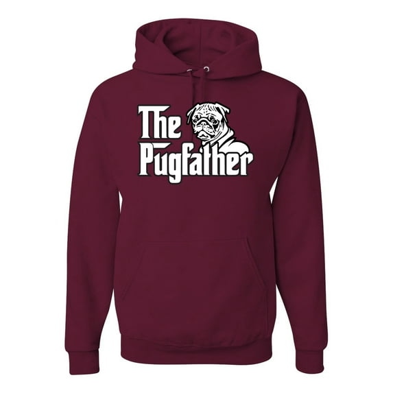 Wild Bobby,The Pugfather Funny Godfather Movie Logo Pug Parody, Father's Day, Unisex Graphic Hoodie Sweatshirt, Maroon, Small