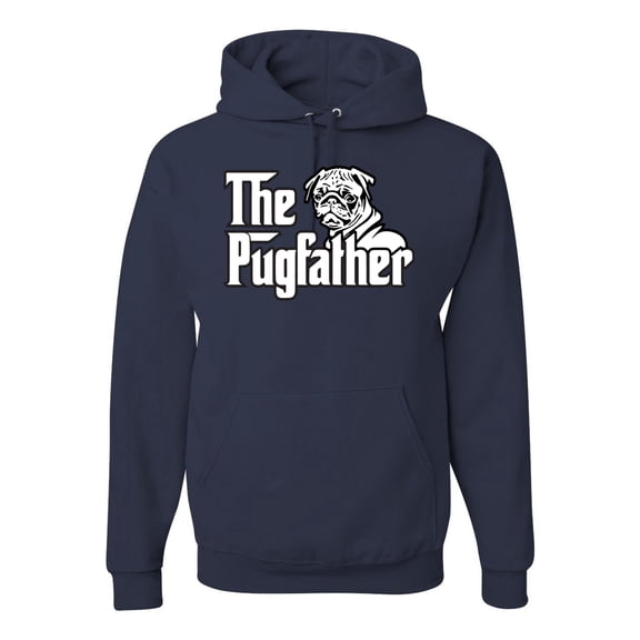 Wild Bobby,The Pugfather Funny Godfather Movie Logo Pug Parody, Father's Day, Unisex Graphic Hoodie Sweatshirt, Navy, Medium