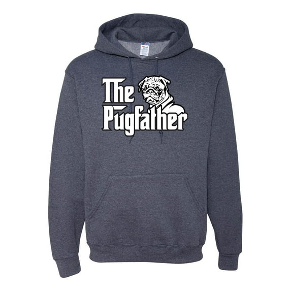 Wild Bobby,The Pugfather Funny Godfather Movie Logo Pug Parody, Father's Day, Unisex Graphic Hoodie Sweatshirt, Vintage Heather Navy, Medium