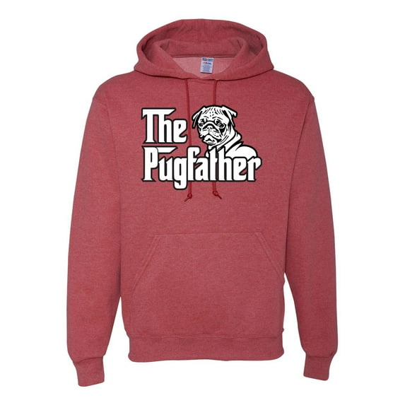 Wild Bobby,The Pugfather Funny Godfather Movie Logo Pug Parody, Father's Day, Unisex Graphic Hoodie Sweatshirt, Vintage Heather Red, Large